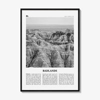 Badlands National Park Print Black and White, Badlands Wall Art, Badlands Poster, Badlands Photo, South Dakota, USA, United States