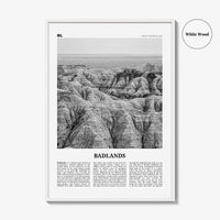 Badlands National Park Print Black and White, Badlands Wall Art, Badlands Poster, Badlands Photo, South Dakota, USA, United States