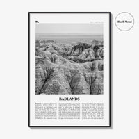 Badlands National Park Print Black and White, Badlands Wall Art, Badlands Poster, Badlands Photo, South Dakota, USA, United States