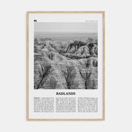 Badlands National Park Travel B&W Poster