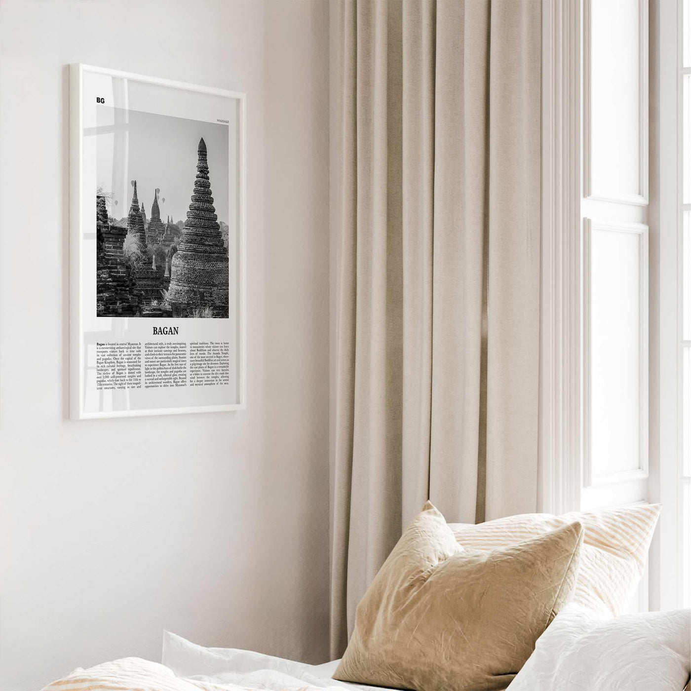 Bagan Print Black and White, Bagan Wall Art, Bagan Poster, Bagan Photo, Bagan Wall Décor, Bagan Map, Myanmar, Burma