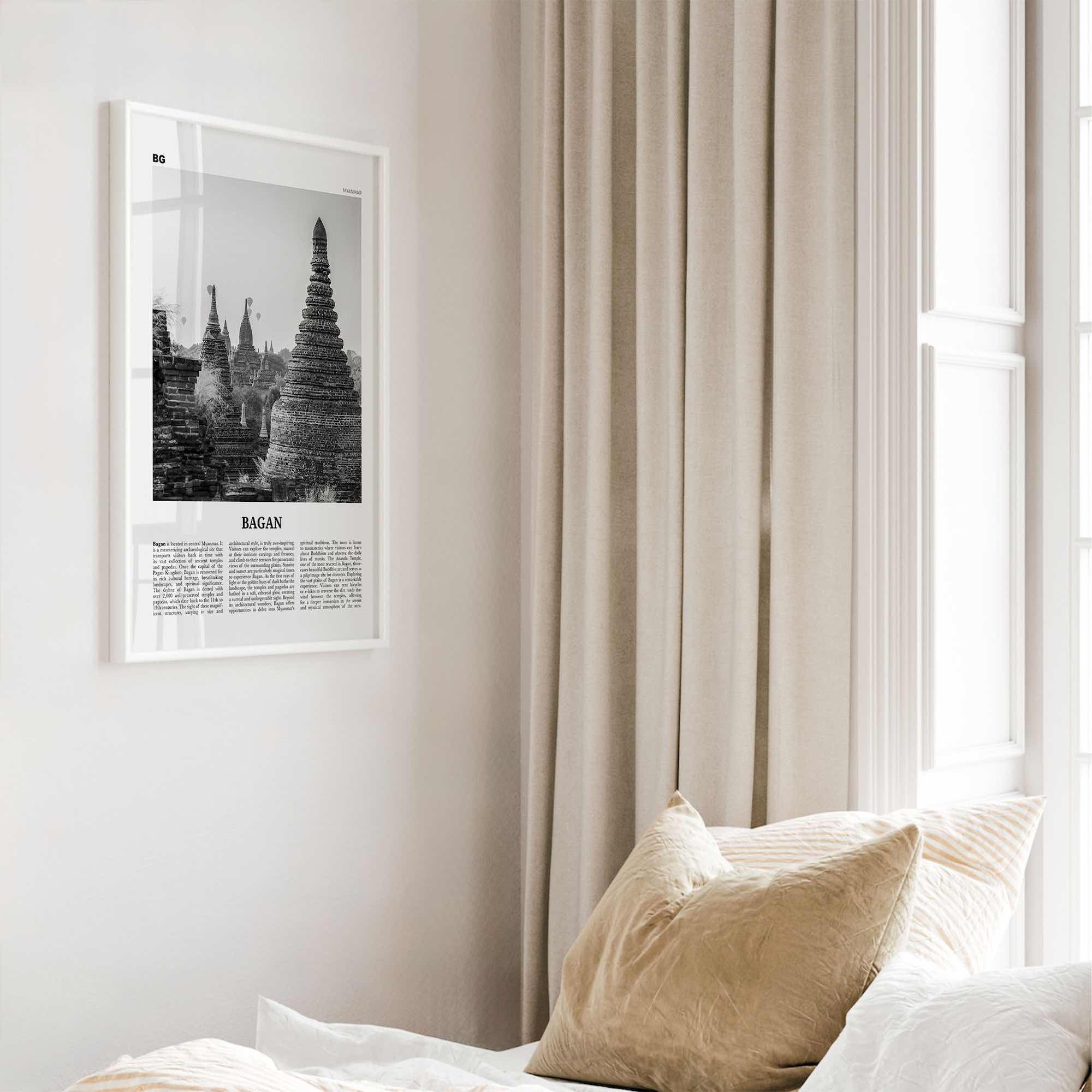 Bagan Print Black and White, Bagan Wall Art, Bagan Poster, Bagan Photo, Bagan Wall Décor, Bagan Map, Myanmar, Burma