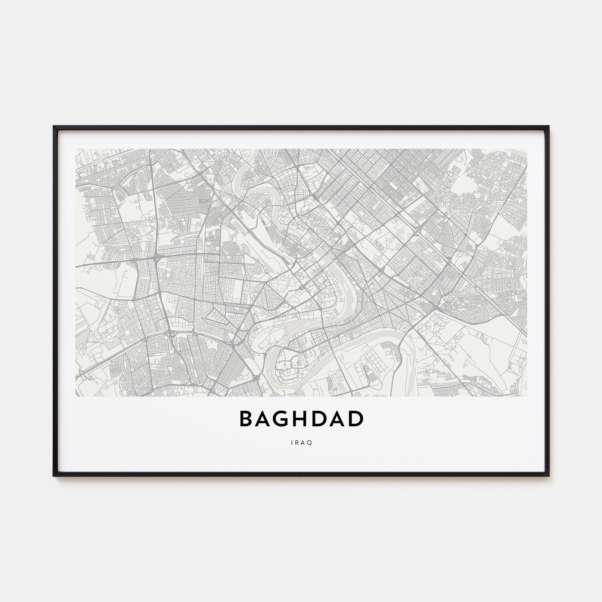 Baghdad Map Landscape Poster