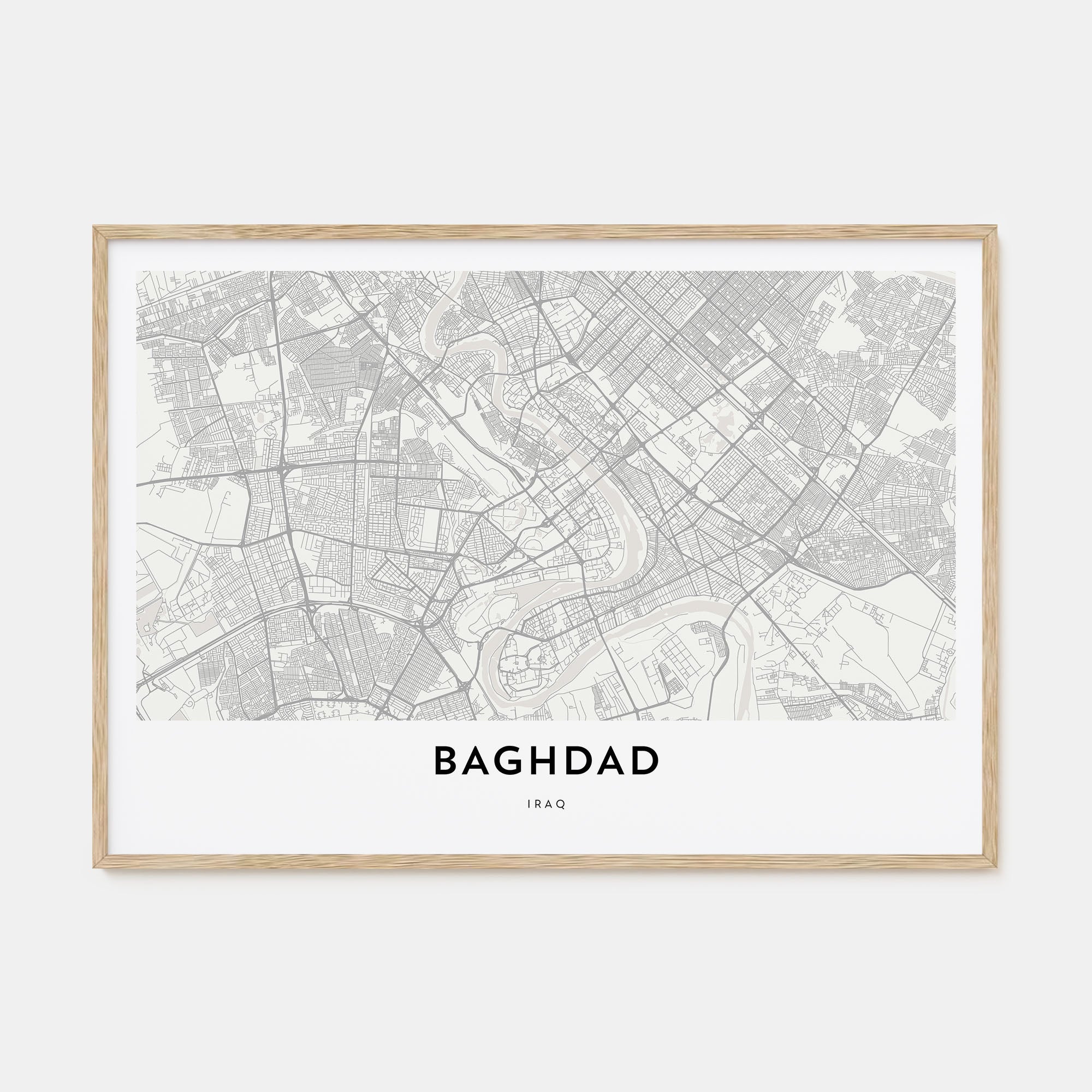 Baghdad Map Landscape Poster