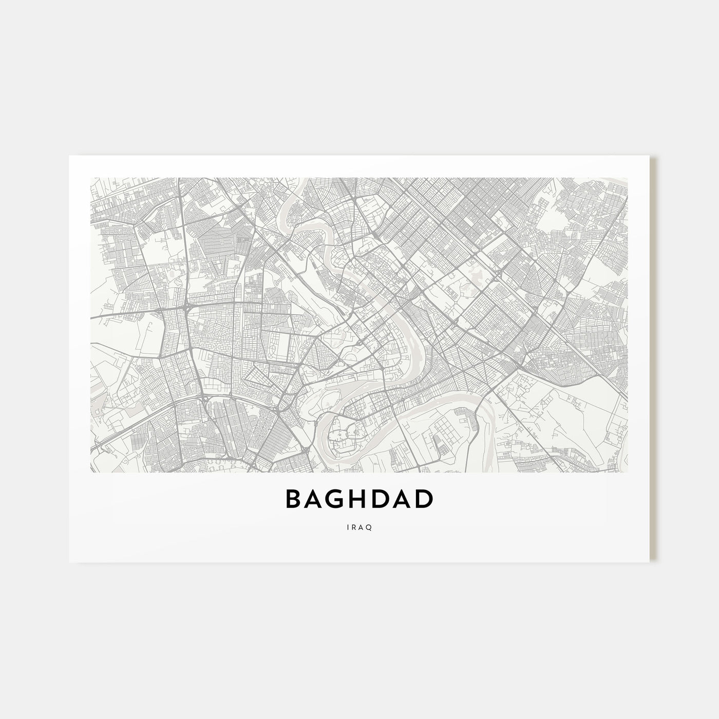 Baghdad Map Landscape Poster