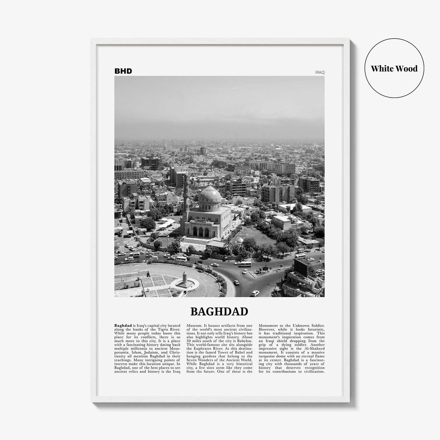 Baghdad Print Black and White, Baghdad Wall Art, Baghdad Poster, Baghdad Photo, Baghdad Wall Décor, Iraq