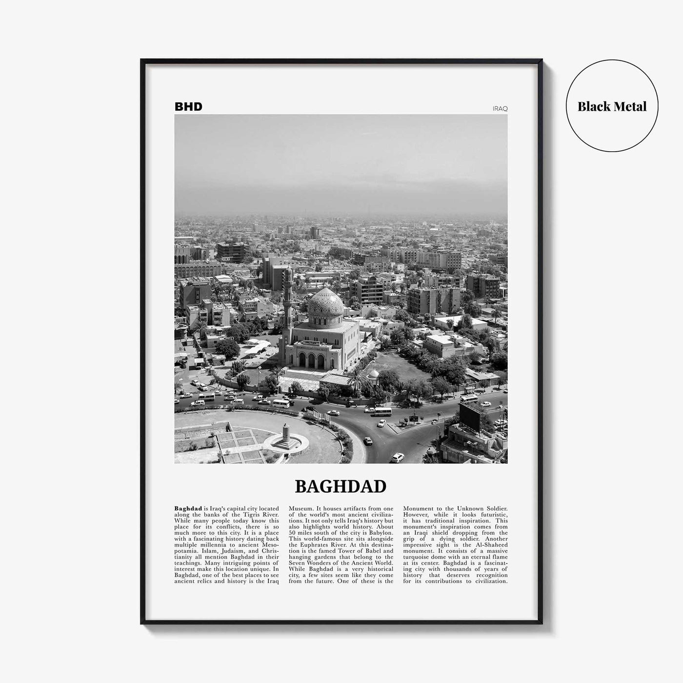 Baghdad Print Black and White, Baghdad Wall Art, Baghdad Poster, Baghdad Photo, Baghdad Wall Décor, Iraq