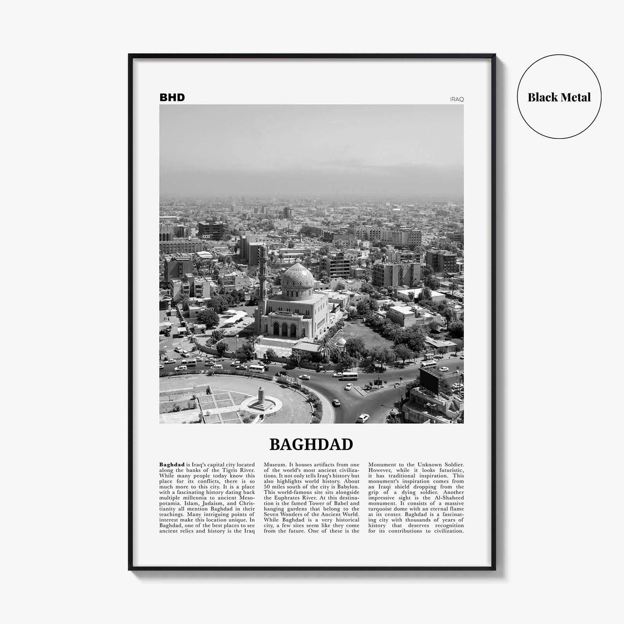 Baghdad Print Black and White, Baghdad Wall Art, Baghdad Poster, Baghdad Photo, Baghdad Wall Décor, Iraq