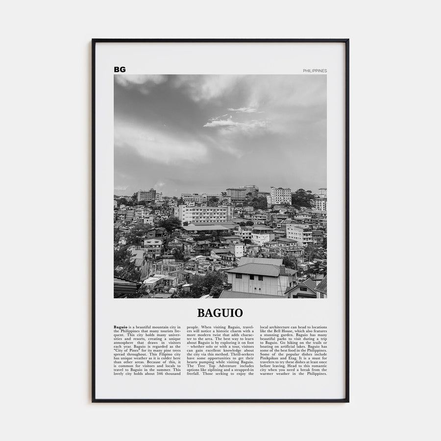Baguio Travel B&W Poster