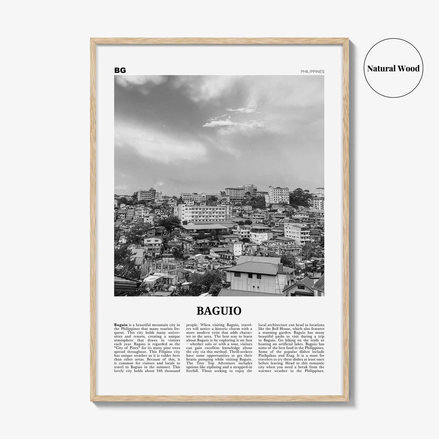 Baguio Print Black and White, Baguio Wall Art, Baguio Poster, Baguio Photo, Baguio Wall Décor, Baguio Map, Philippines