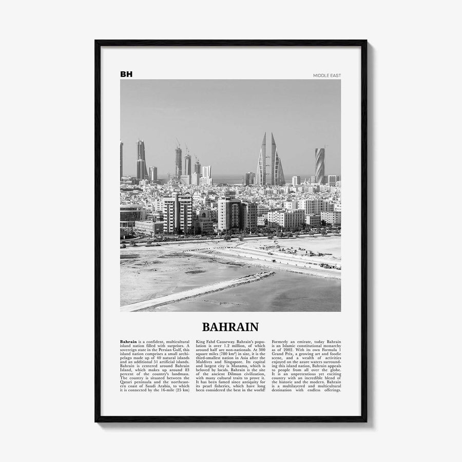 Bahrain Print Black and White, Bahrain Wall Art, Bahrain Poster, Bahrain Photo, Bahrain Wall Decor, Country Art Print