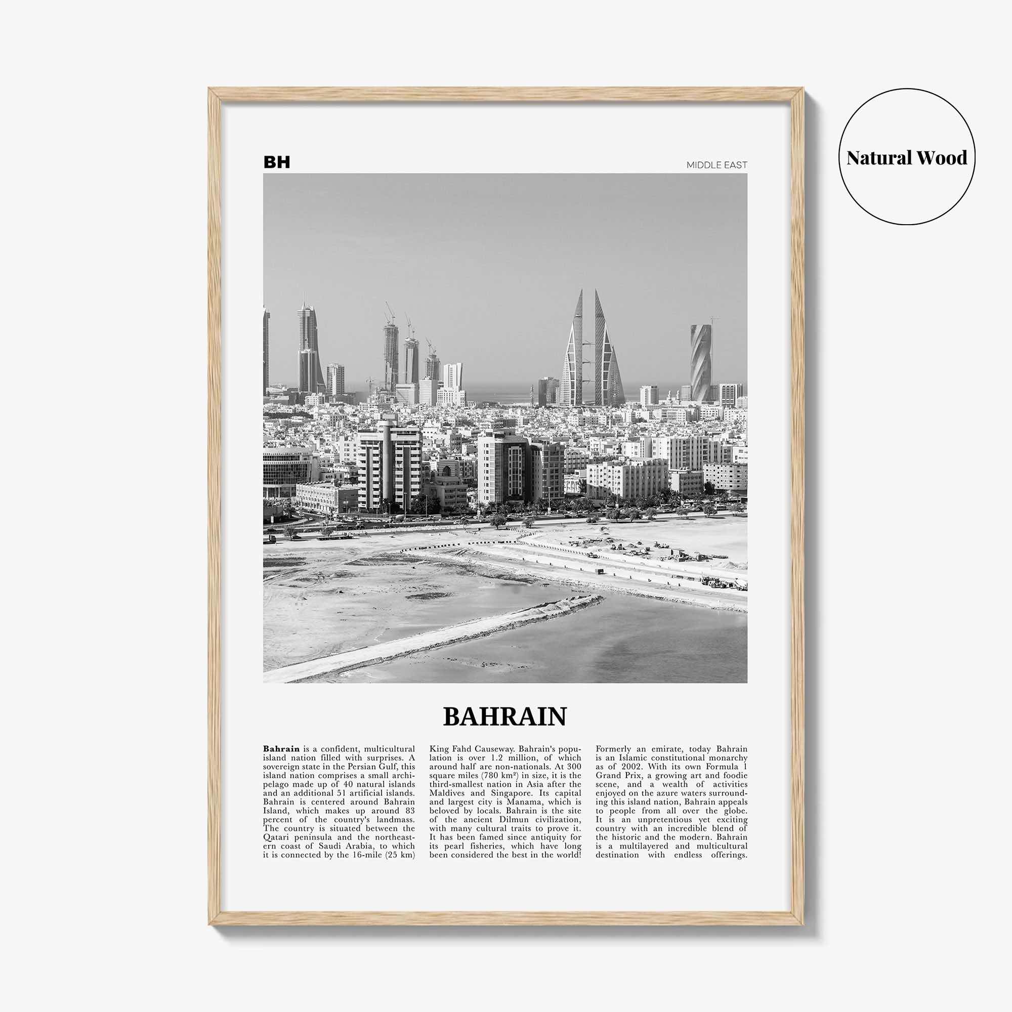 Bahrain Print Black and White, Bahrain Wall Art, Bahrain Poster, Bahrain Photo, Bahrain Wall Decor, Country Art Print