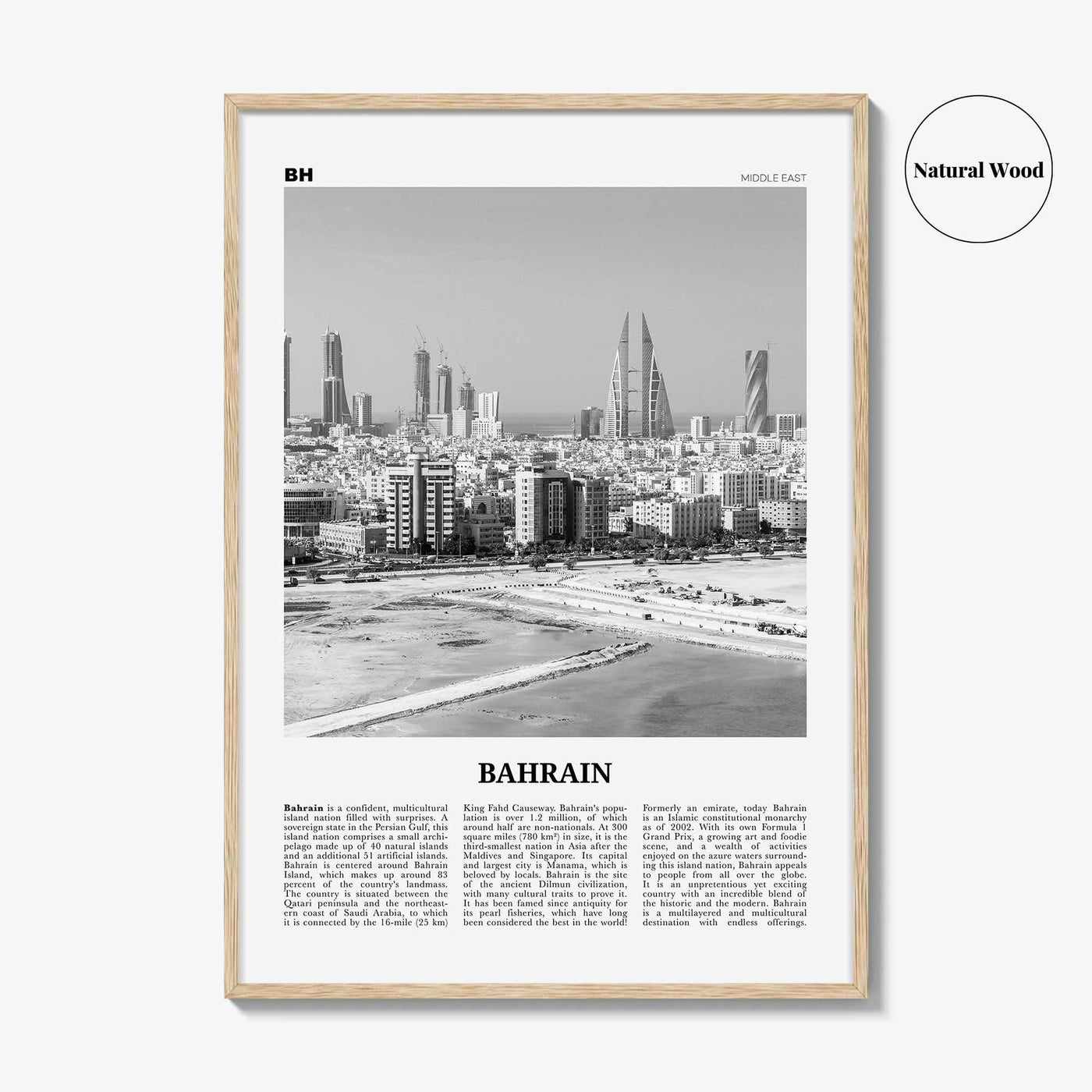 Bahrain Print Black and White, Bahrain Wall Art, Bahrain Poster, Bahrain Photo, Bahrain Wall Decor, Country Art Print