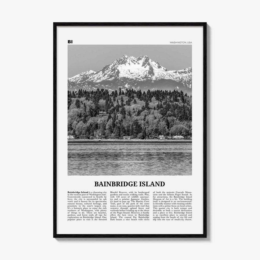 Bainbridge Island Print Black and White, Bainbridge Island Wall Art, Bainbridge Island Poster, Bainbridge Island Photo, Washington, USA