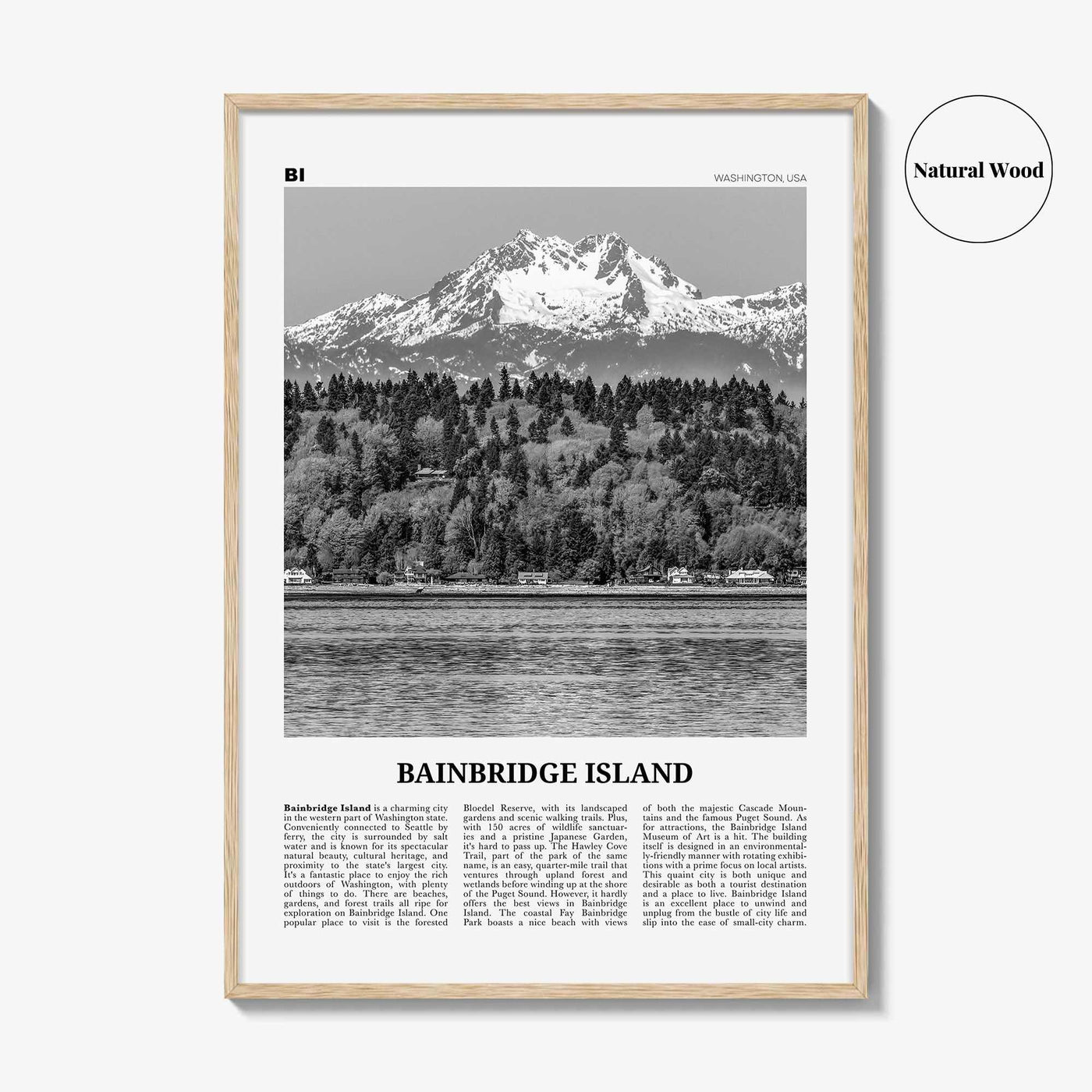 Bainbridge Island Print Black and White, Bainbridge Island Wall Art, Bainbridge Island Poster, Bainbridge Island Photo, Washington, USA