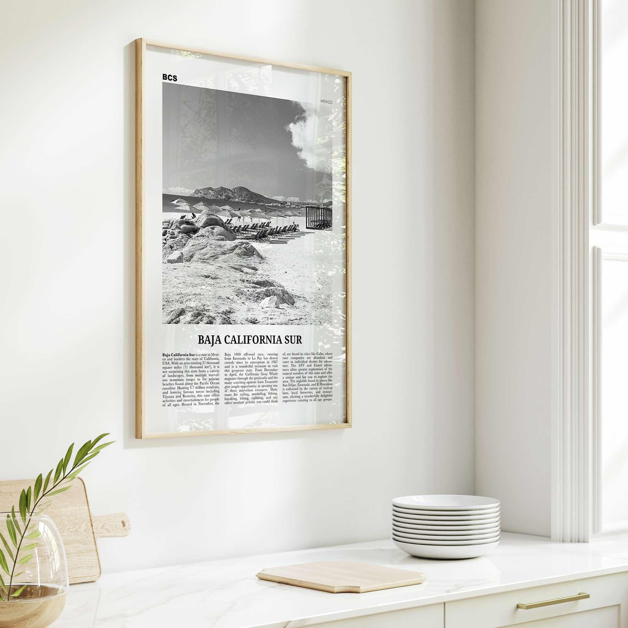 Baja California Sur Print Black and White, Baja California Sur Wall Art, Baja California Sur Poster, Baja California Sur Photo, Mexico