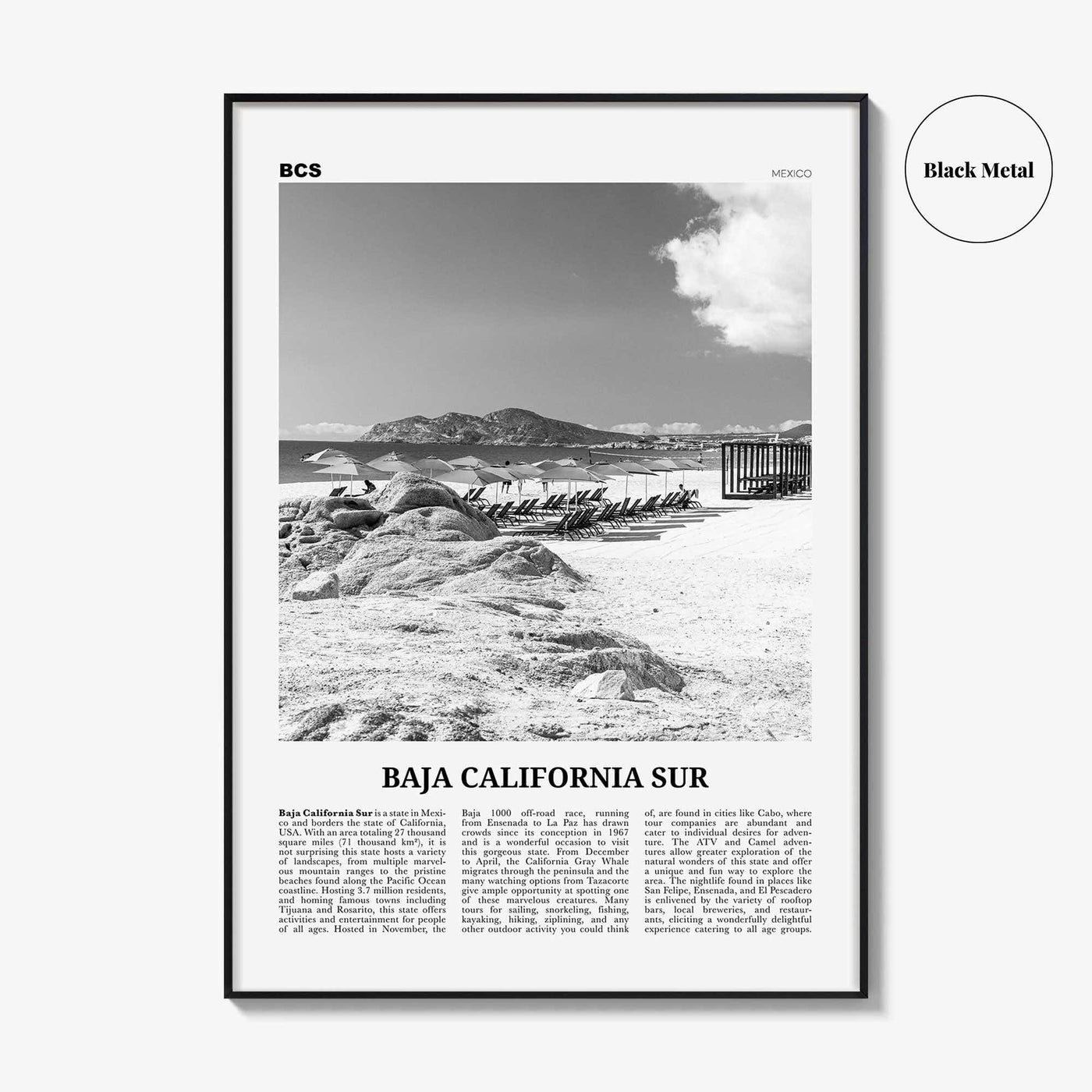 Baja California Sur Print Black and White, Baja California Sur Wall Art, Baja California Sur Poster, Baja California Sur Photo, Mexico