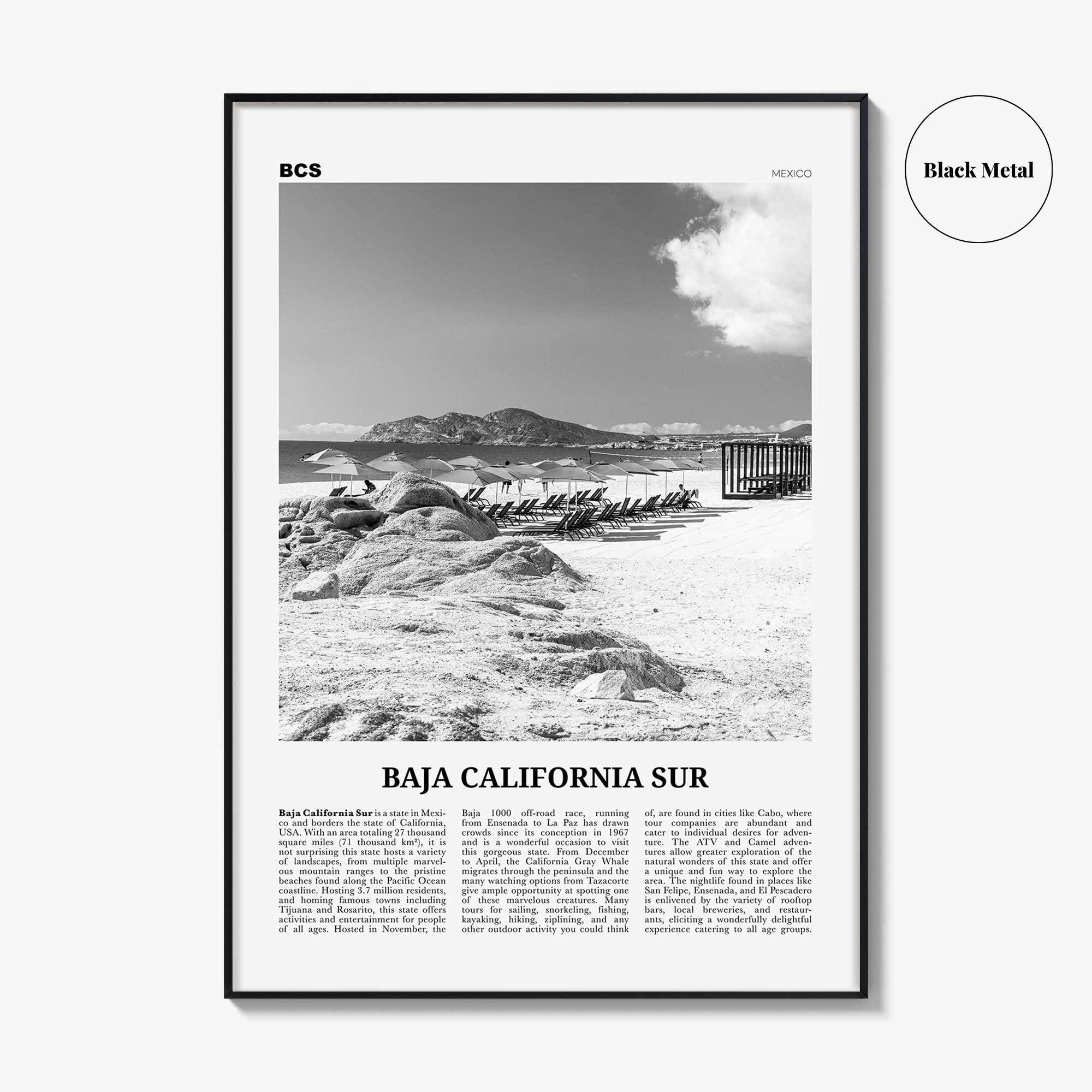 Baja California Sur Print Black and White, Baja California Sur Wall Art, Baja California Sur Poster, Baja California Sur Photo, Mexico