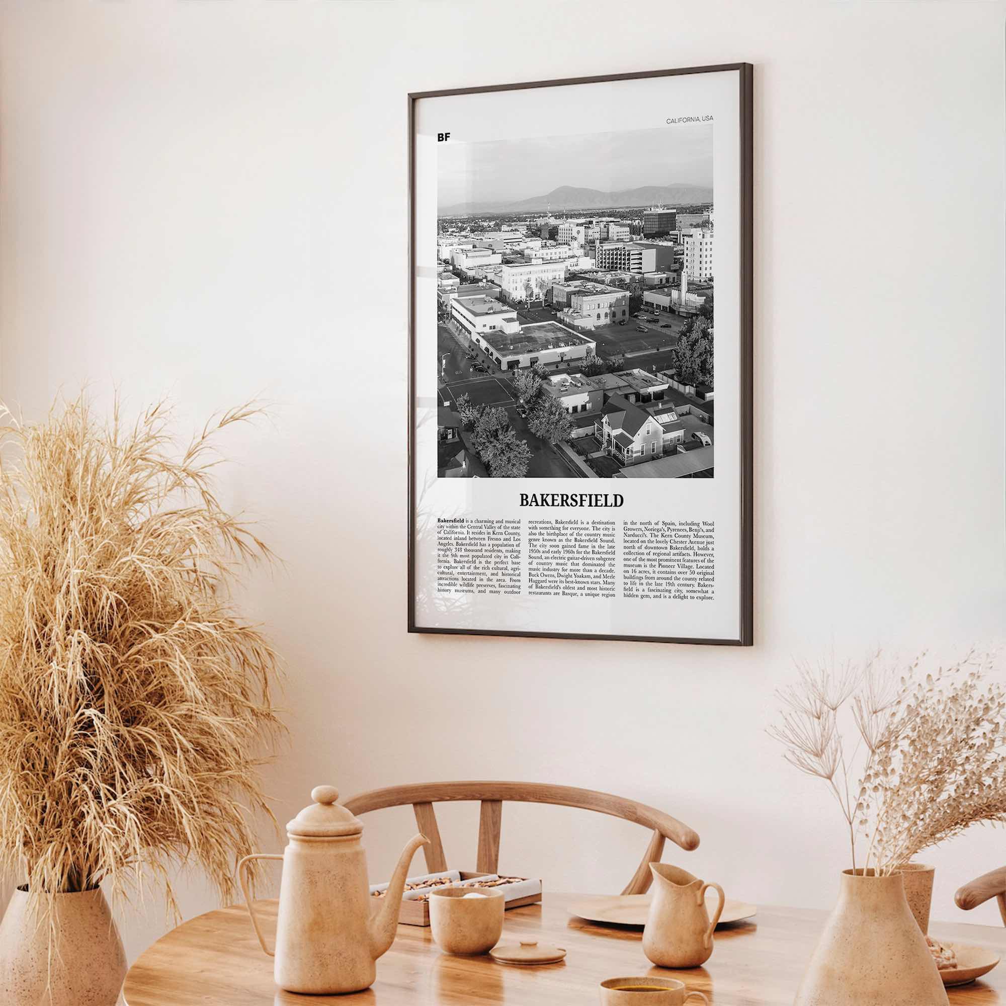 Bakersfield Print Black and White, Bakersfield Wall Art, Bakersfield Poster, Bakersfield Photo, Bakersfield Wall Decor, California, USA