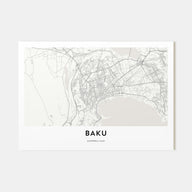 Baku Map Landscape Poster