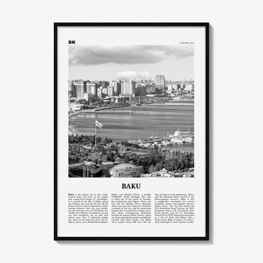 Baku Print Black and White, Baku Wall Art, Baku Poster, Baku Photo, Baku Wall Décor, Azerbaijan, Bakı, Azərbaycan