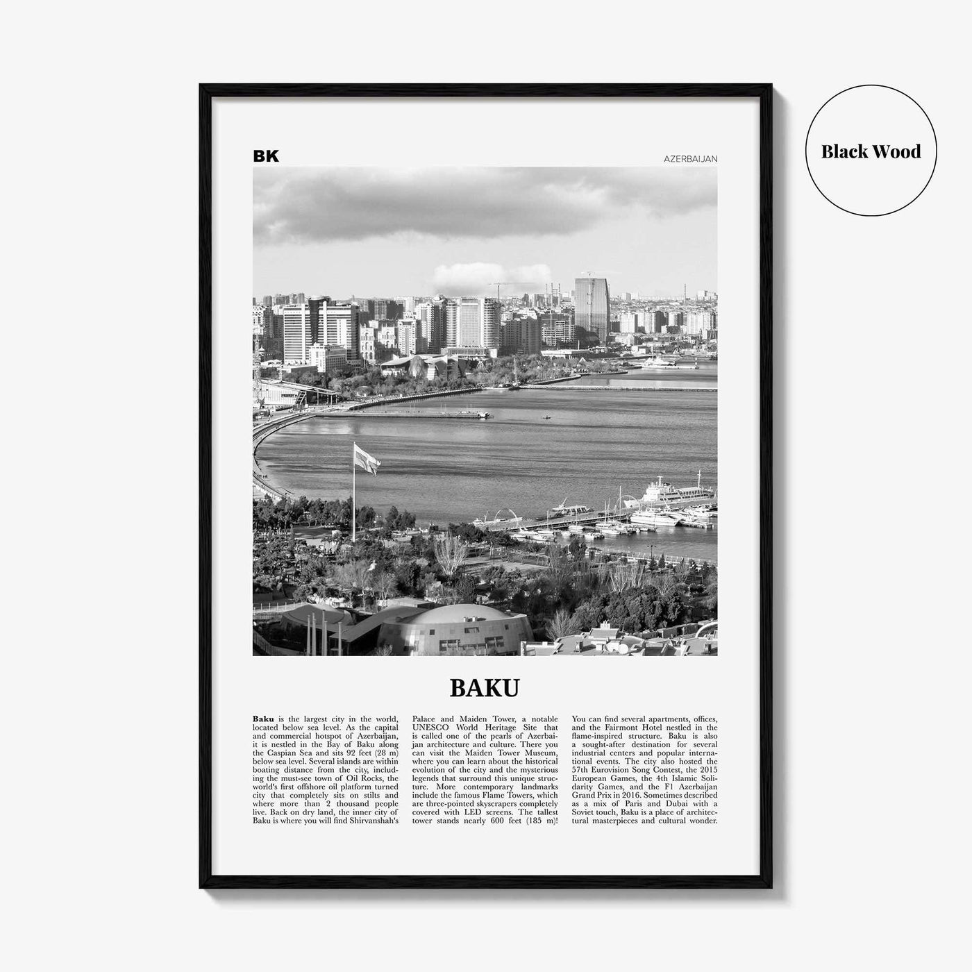 Baku Print Black and White, Baku Wall Art, Baku Poster, Baku Photo, Baku Wall Décor, Azerbaijan, Bakı, Azərbaycan