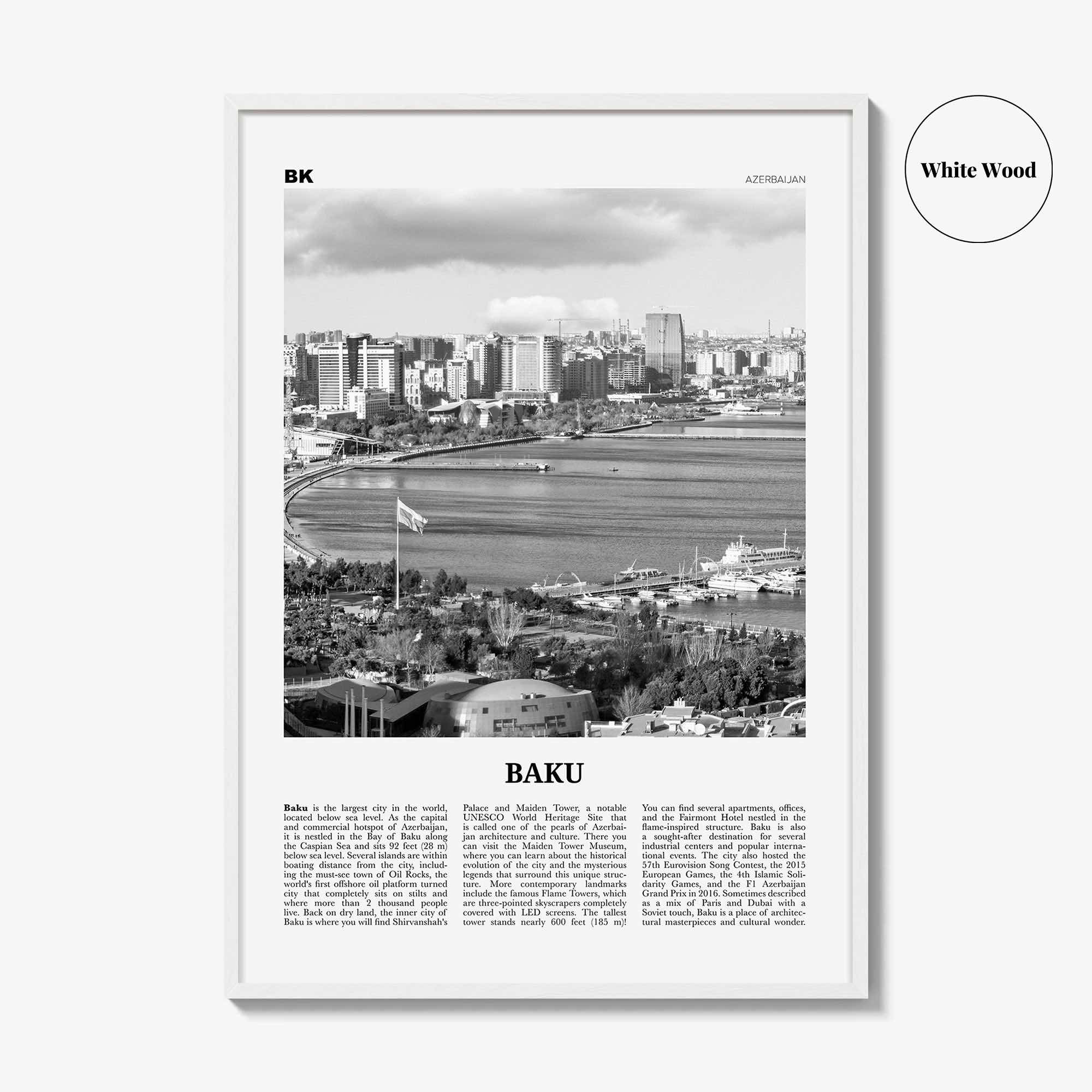 Baku Print Black and White, Baku Wall Art, Baku Poster, Baku Photo, Baku Wall Décor, Azerbaijan, Bakı, Azərbaycan