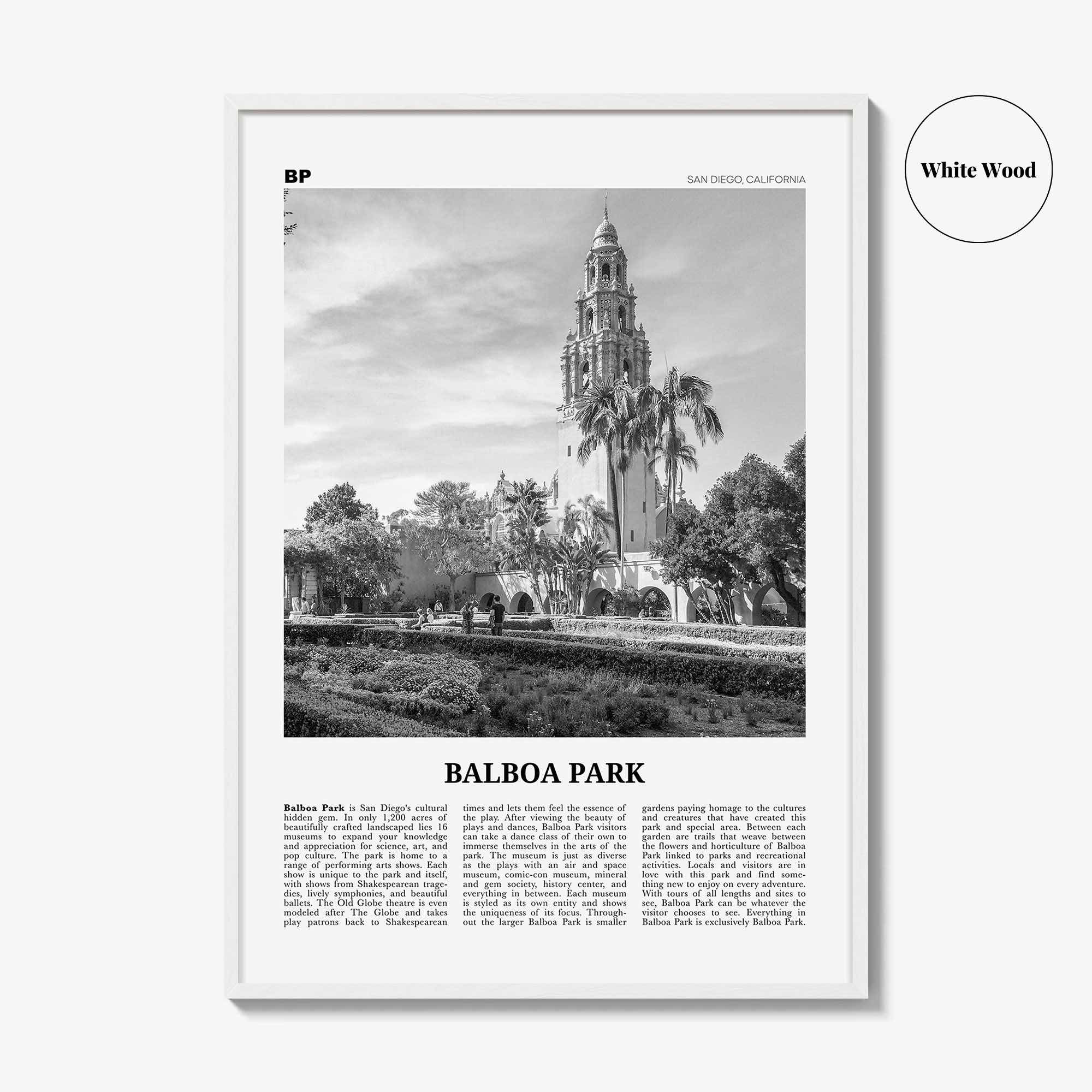 Balboa Park Print Black and White, Balboa Park Wall Art, Balboa Park Poster, Balboa Park Photo, Balboa Park Wall Décor, San Diego California