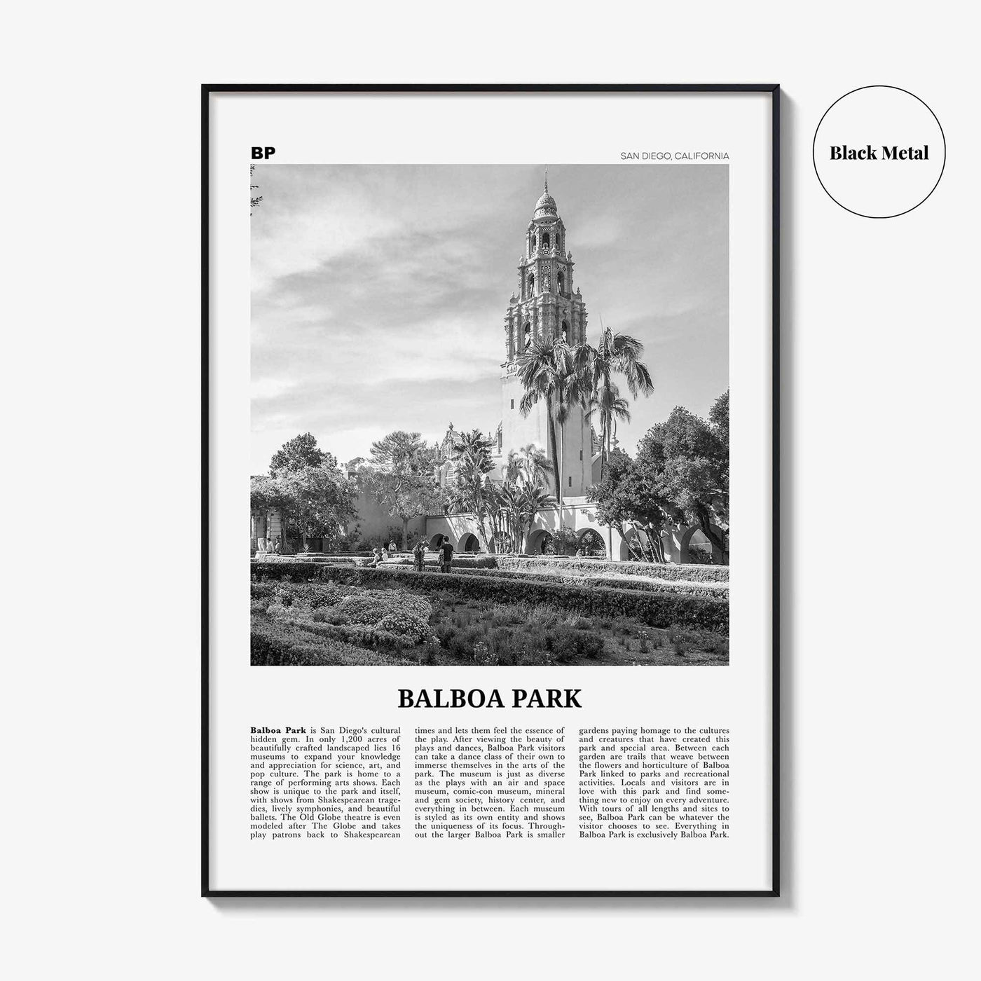 Balboa Park Print Black and White, Balboa Park Wall Art, Balboa Park Poster, Balboa Park Photo, Balboa Park Wall Décor, San Diego California