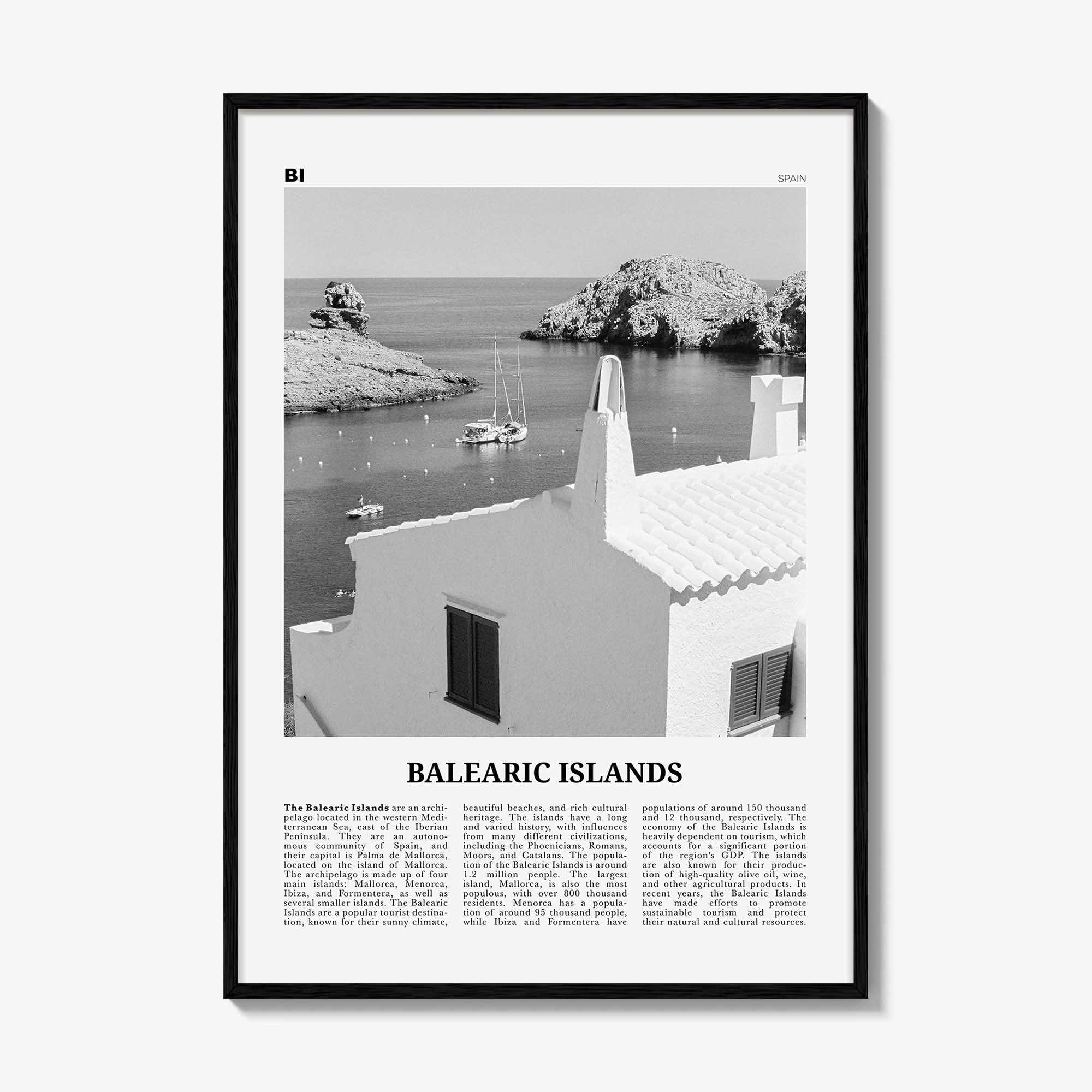 Balearic Islands Print Black and White, Balearic Islands Wall Art, Balearic Islands Poster, Balearic Islands Photo, Wall Décor, Map