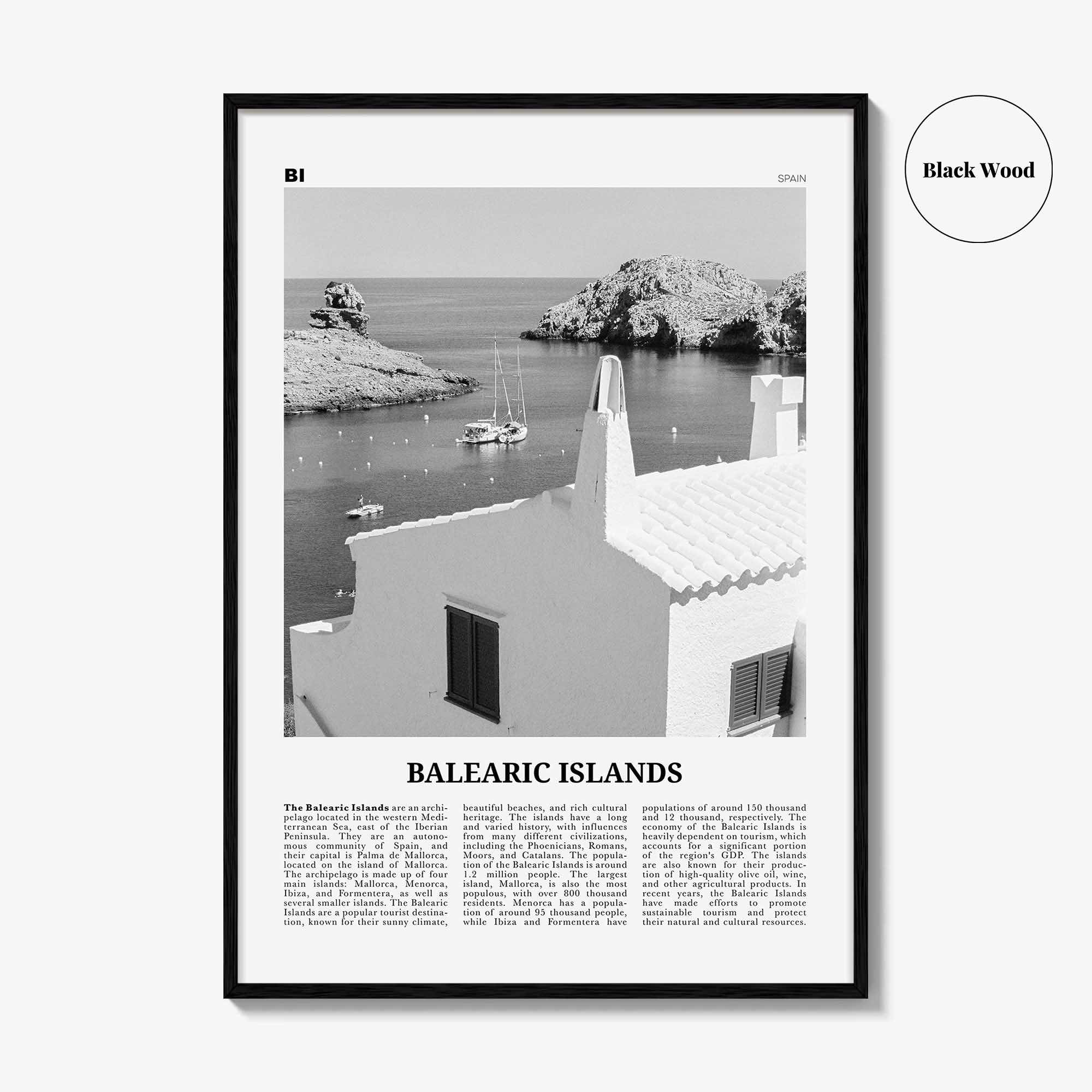 Balearic Islands Print Black and White, Balearic Islands Wall Art, Balearic Islands Poster, Balearic Islands Photo, Wall Décor, Map