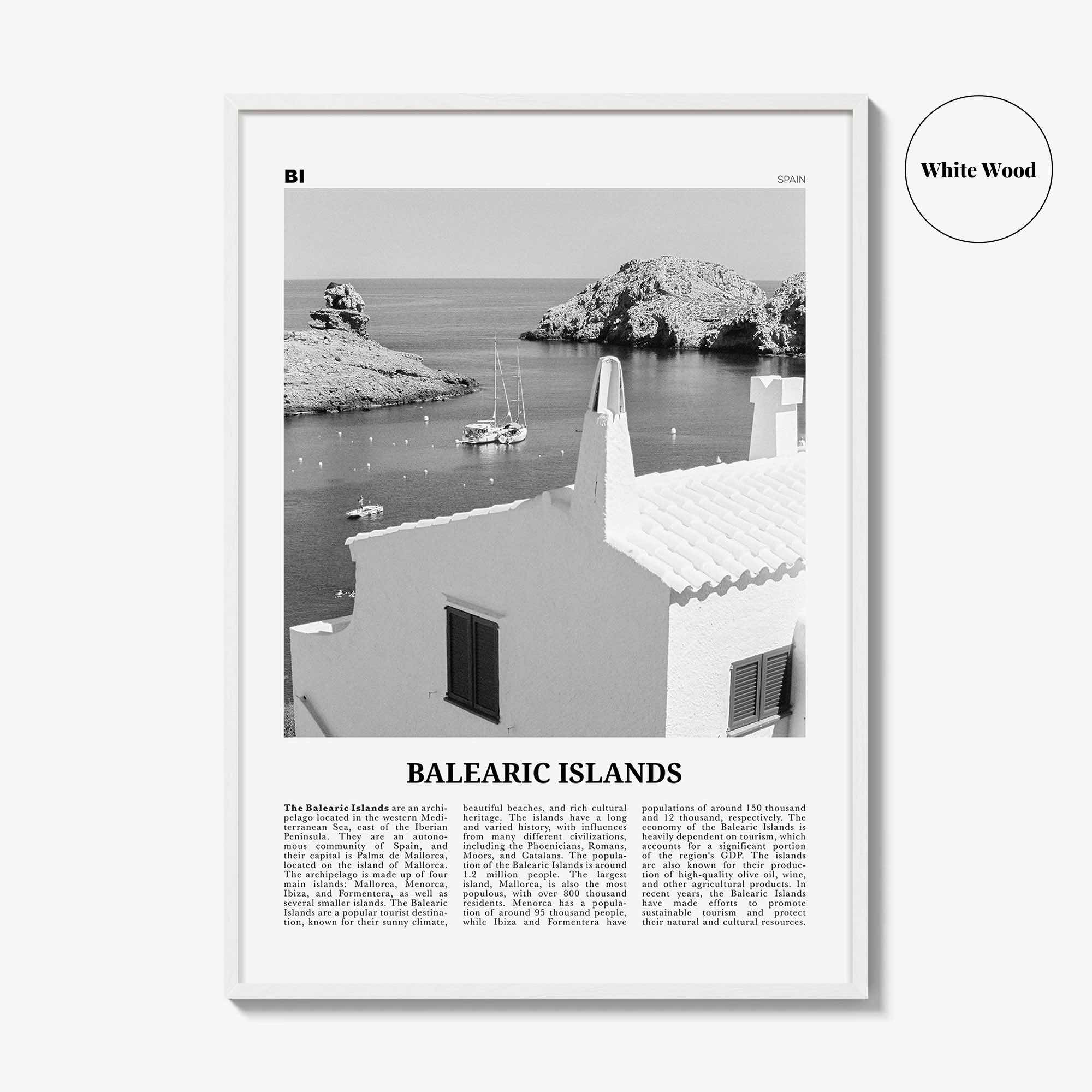 Balearic Islands Print Black and White, Balearic Islands Wall Art, Balearic Islands Poster, Balearic Islands Photo, Wall Décor, Map