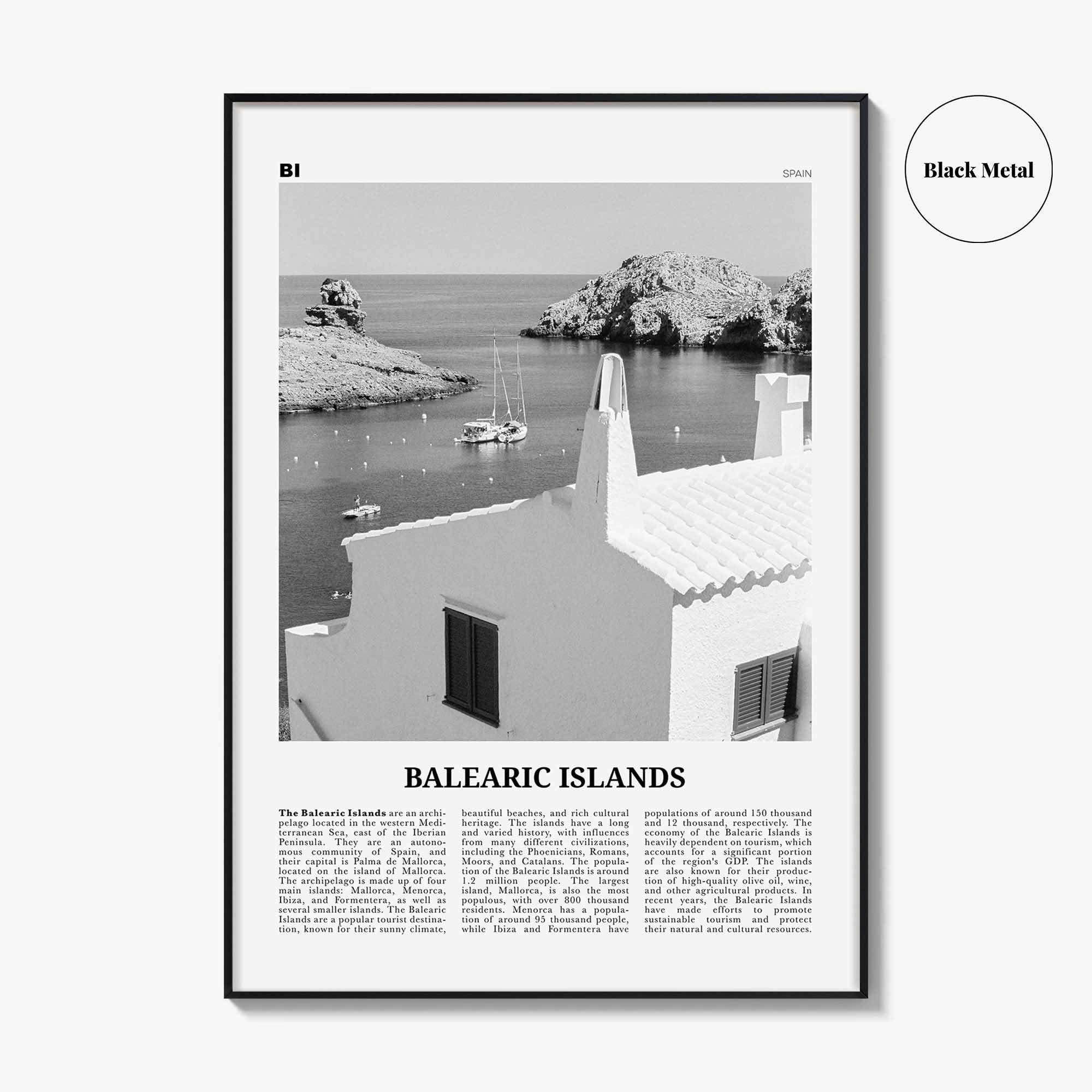 Balearic Islands Print Black and White, Balearic Islands Wall Art, Balearic Islands Poster, Balearic Islands Photo, Wall Décor, Map