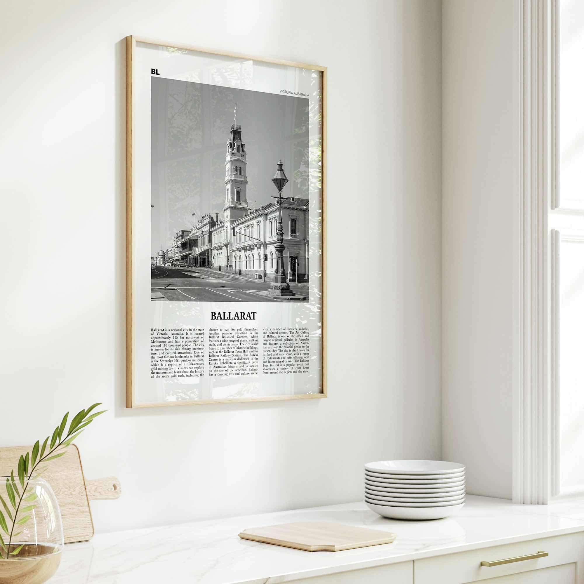 Ballarat Print Black and White, Ballarat Wall Art, Ballarat Poster, Ballarat Photo, Ballarat Wall Décor, Ballarat Map, Australia