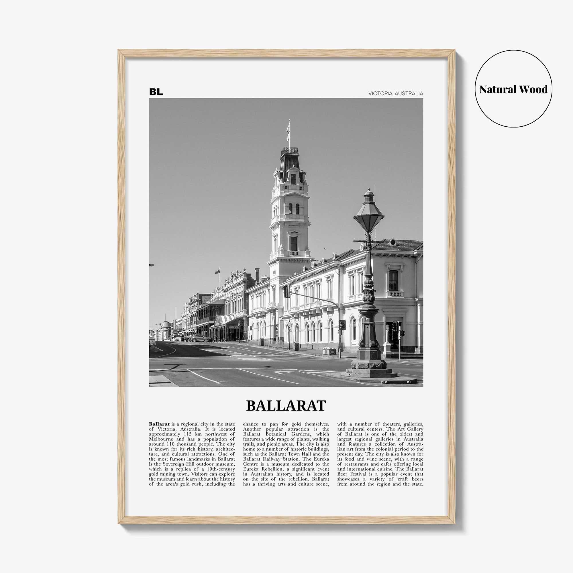 Ballarat Print Black and White, Ballarat Wall Art, Ballarat Poster, Ballarat Photo, Ballarat Wall Décor, Ballarat Map, Australia