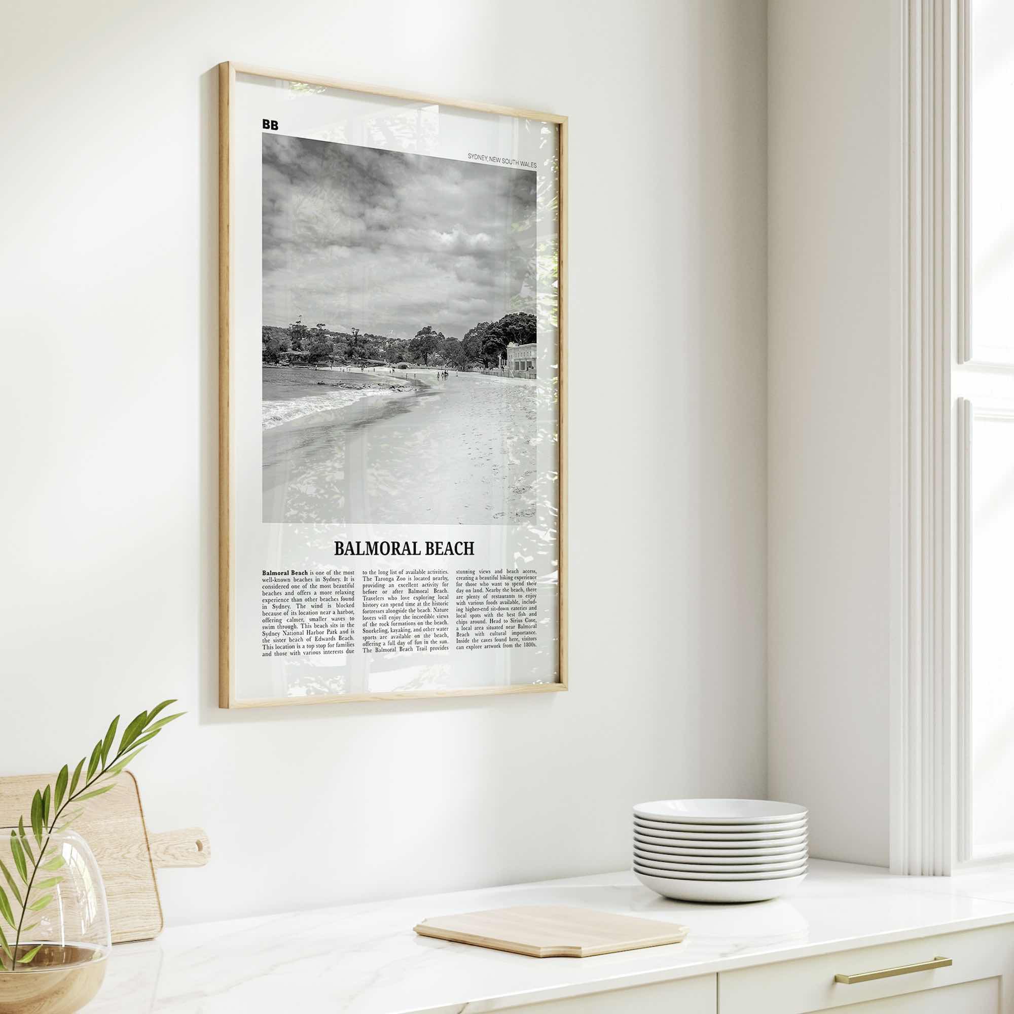 Balmoral Beach Print Black and White, Balmoral Beach Wall Art, Balmoral Beach Poster, Balmoral Beach Photo, Sydney, Australia