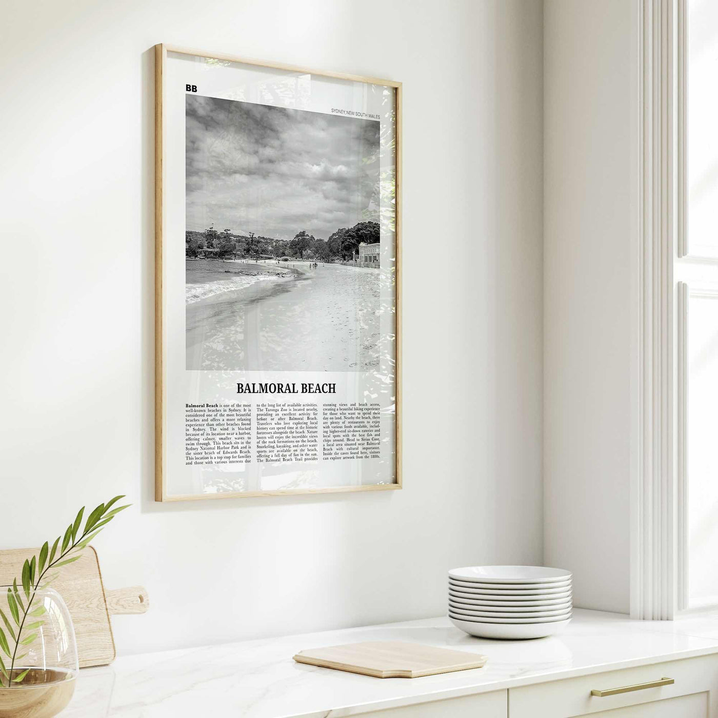 Balmoral Beach Print Black and White, Balmoral Beach Wall Art, Balmoral Beach Poster, Balmoral Beach Photo, Sydney, Australia