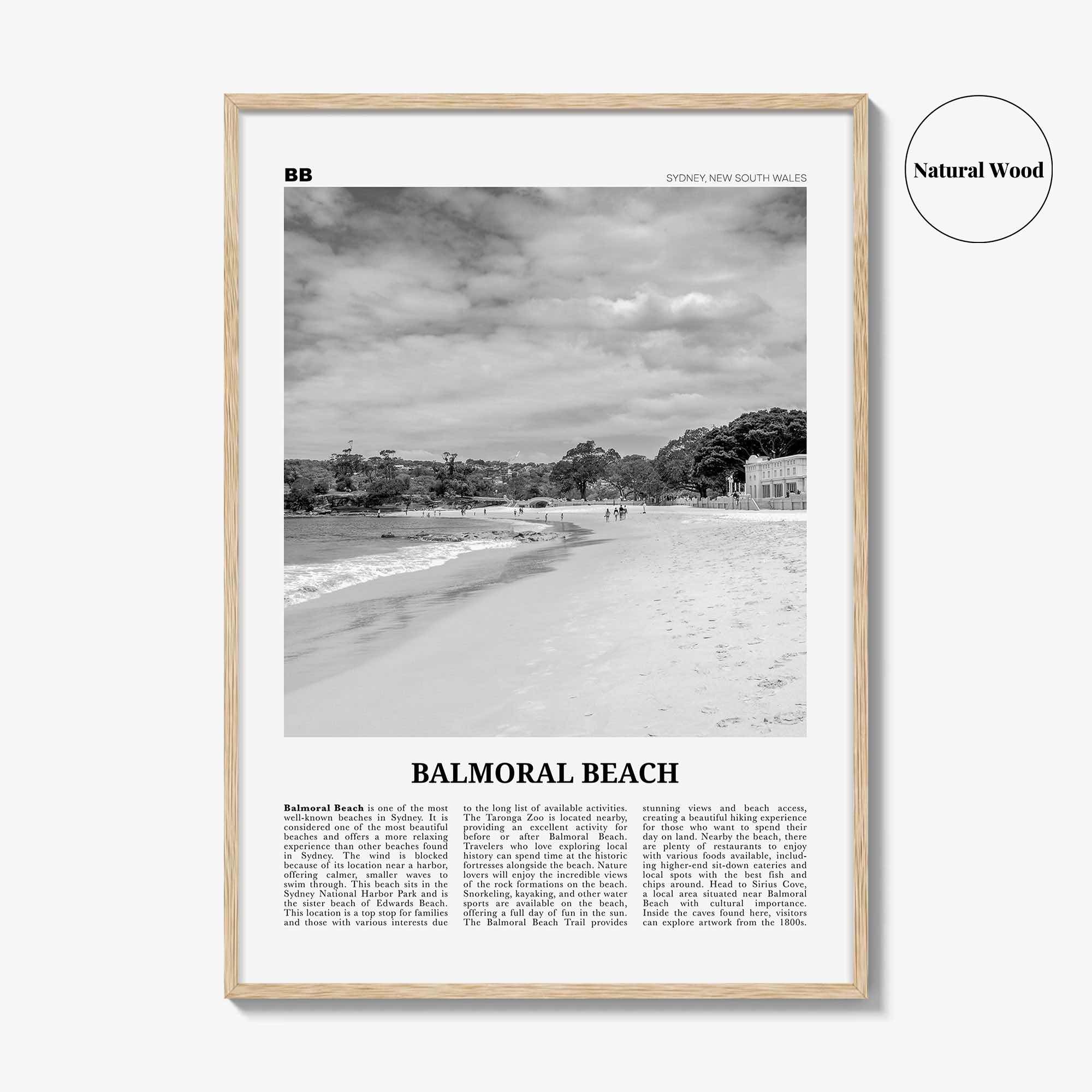 Balmoral Beach Print Black and White, Balmoral Beach Wall Art, Balmoral Beach Poster, Balmoral Beach Photo, Sydney, Australia