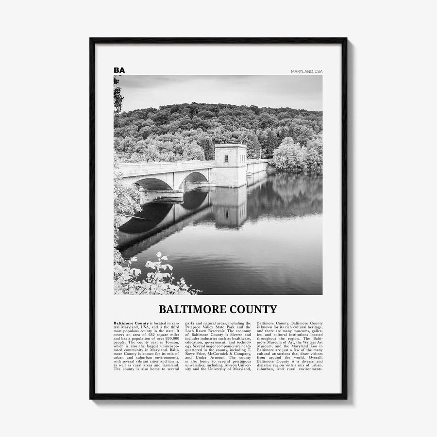 Baltimore County Print Black and White, Baltimore County Wall Art, Baltimore Poster, Baltimore Photo, Baltimore Wall Décor, Baltimore Map