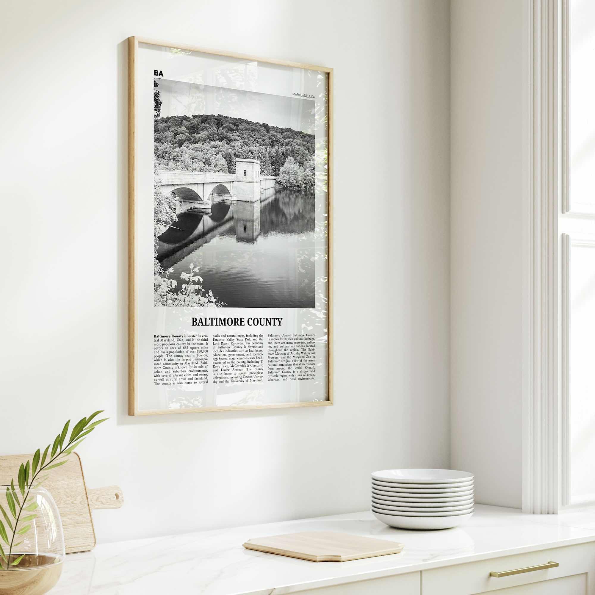 Baltimore County Print Black and White, Baltimore County Wall Art, Baltimore Poster, Baltimore Photo, Baltimore Wall Décor, Baltimore Map