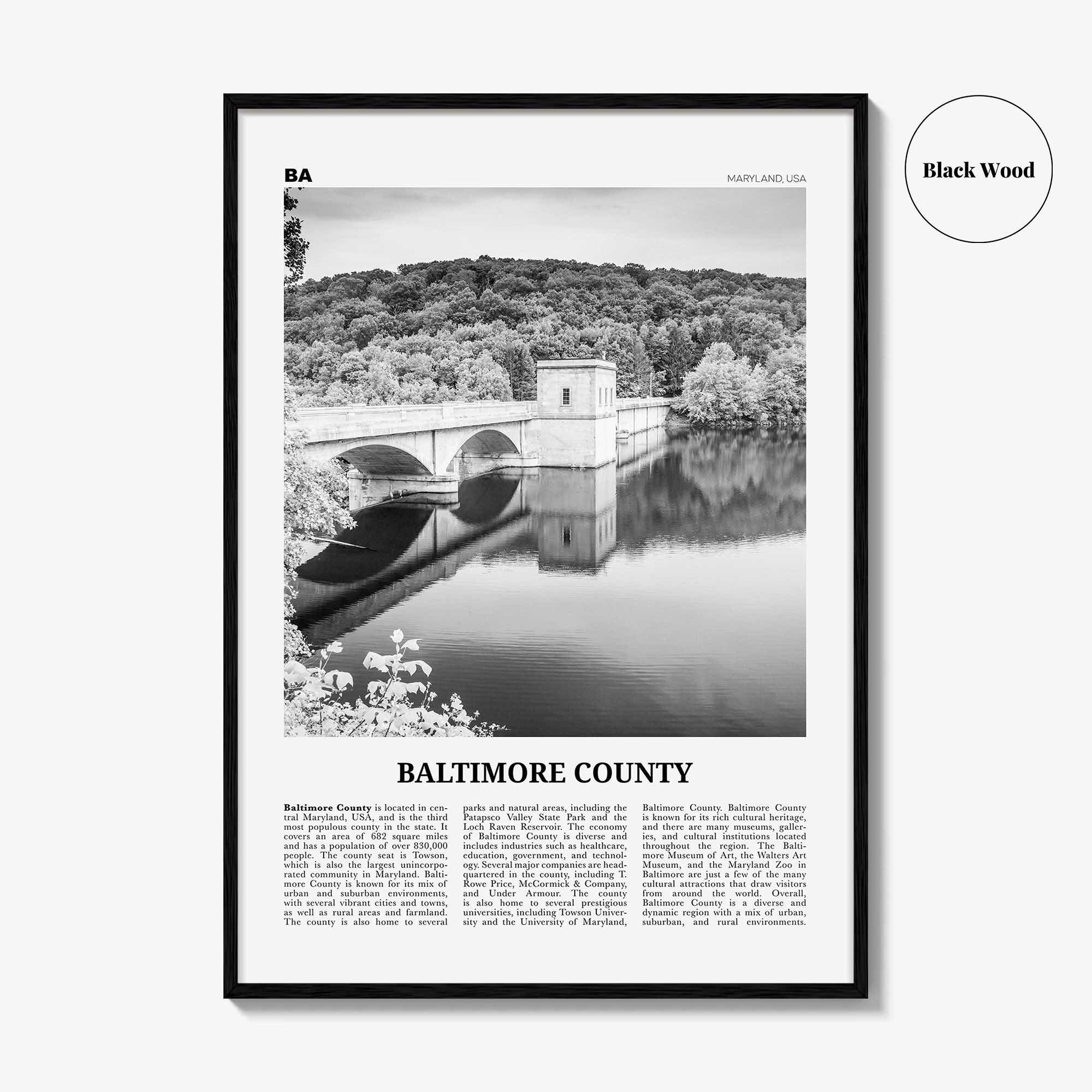 Baltimore County Print Black and White, Baltimore County Wall Art, Baltimore Poster, Baltimore Photo, Baltimore Wall Décor, Baltimore Map