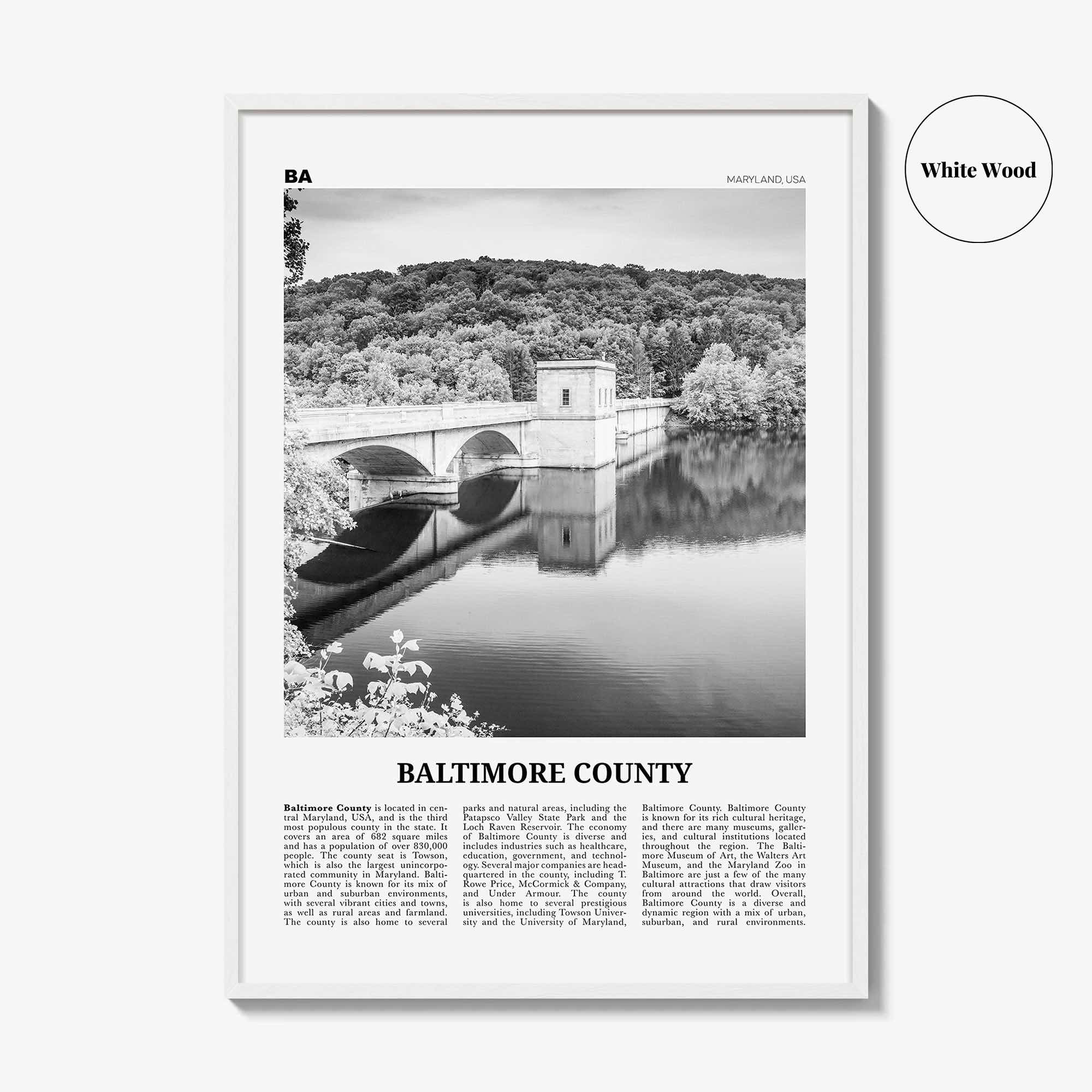 Baltimore County Print Black and White, Baltimore County Wall Art, Baltimore Poster, Baltimore Photo, Baltimore Wall Décor, Baltimore Map