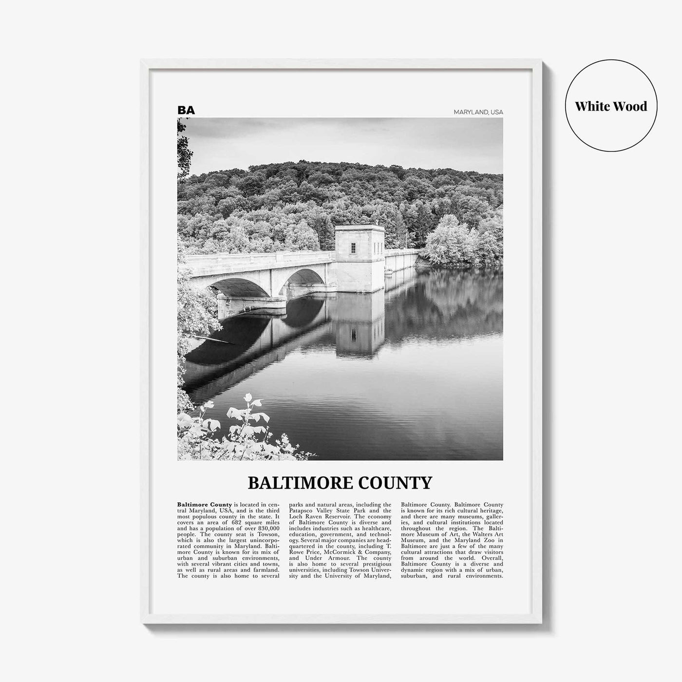 Baltimore County Print Black and White, Baltimore County Wall Art, Baltimore Poster, Baltimore Photo, Baltimore Wall Décor, Baltimore Map