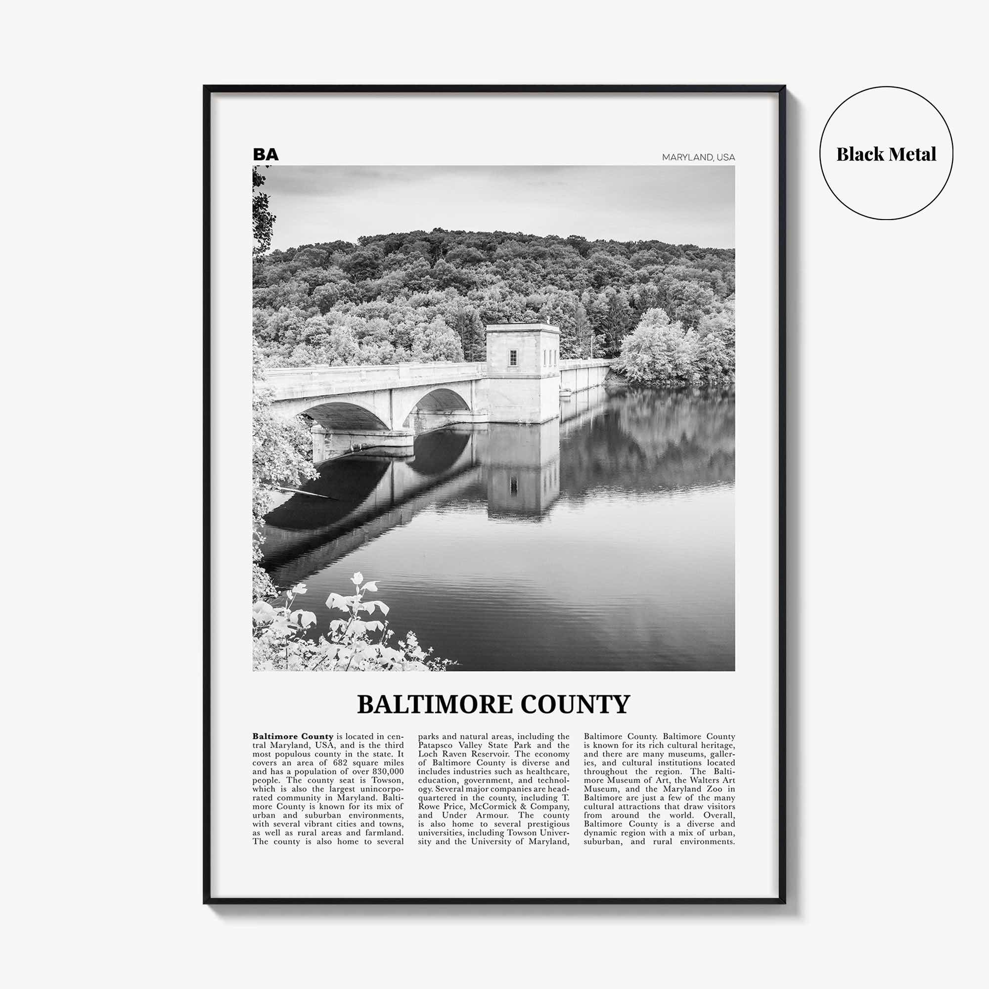Baltimore County Print Black and White, Baltimore County Wall Art, Baltimore Poster, Baltimore Photo, Baltimore Wall Décor, Baltimore Map