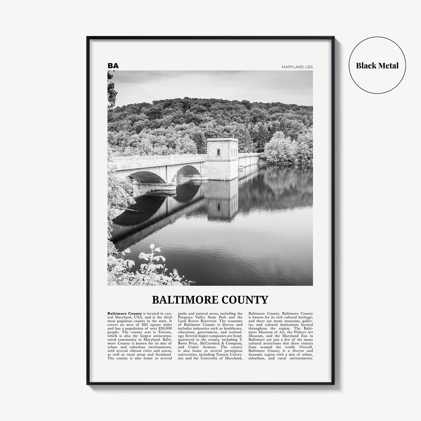 Baltimore County Print Black and White, Baltimore County Wall Art, Baltimore Poster, Baltimore Photo, Baltimore Wall Décor, Baltimore Map