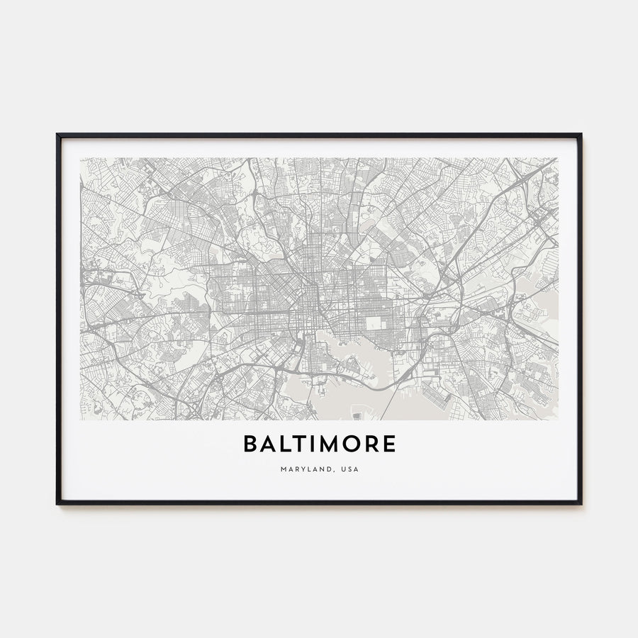 Baltimore Map Landscape Poster
