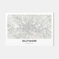 Baltimore Map Landscape Poster