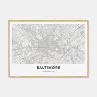 Baltimore Map Landscape Poster