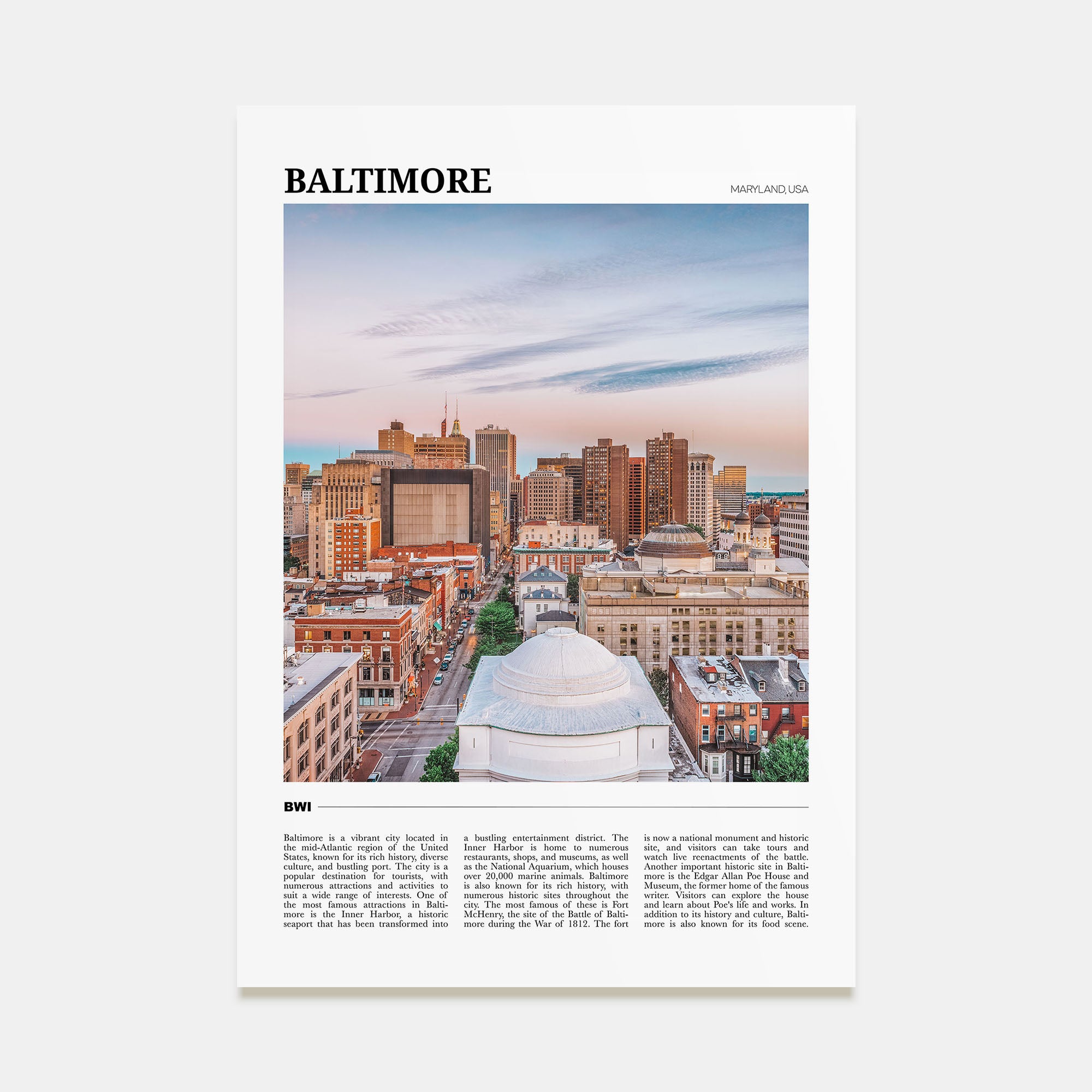 Baltimore Travel Color Poster