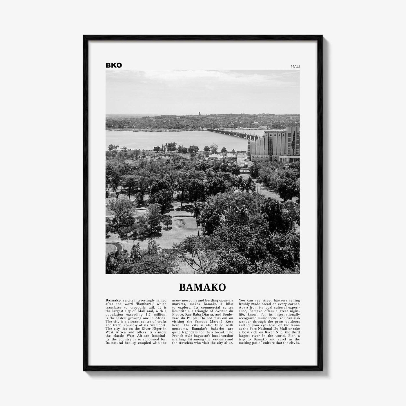 Bamako Print Black and White, Bamako Wall Art, Bamako Poster, Bamako Photo, Bamako Wall Décor, Mali